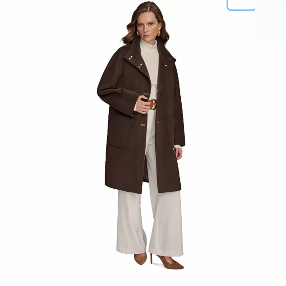 Donna Karan New York Women's Stand-Collar Single-Breasted Coat